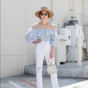 Zara Off-The-Shoulder Striped Top XS